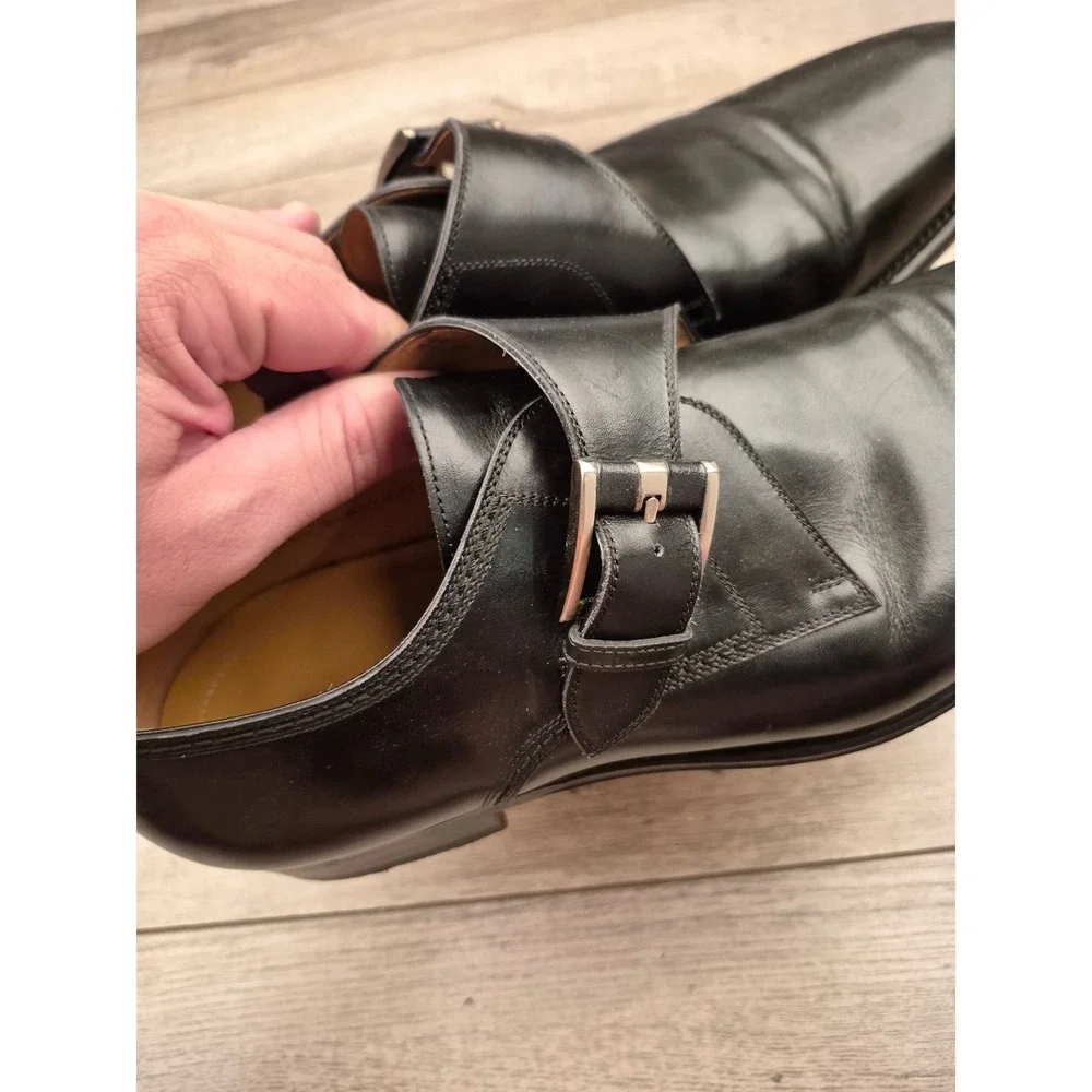 Magnanni Mens Black Leather Single Monk Strap Dress Shoes Made in‎ Spain Sz 11.5